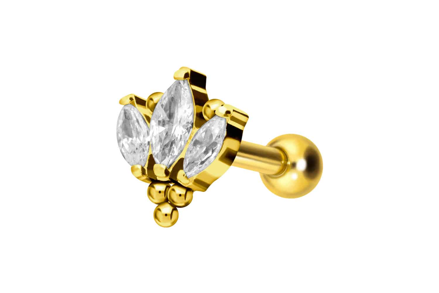 Titan Ohrpiercing mit Innengewinde LOTUSBLÜTE + KUGELN